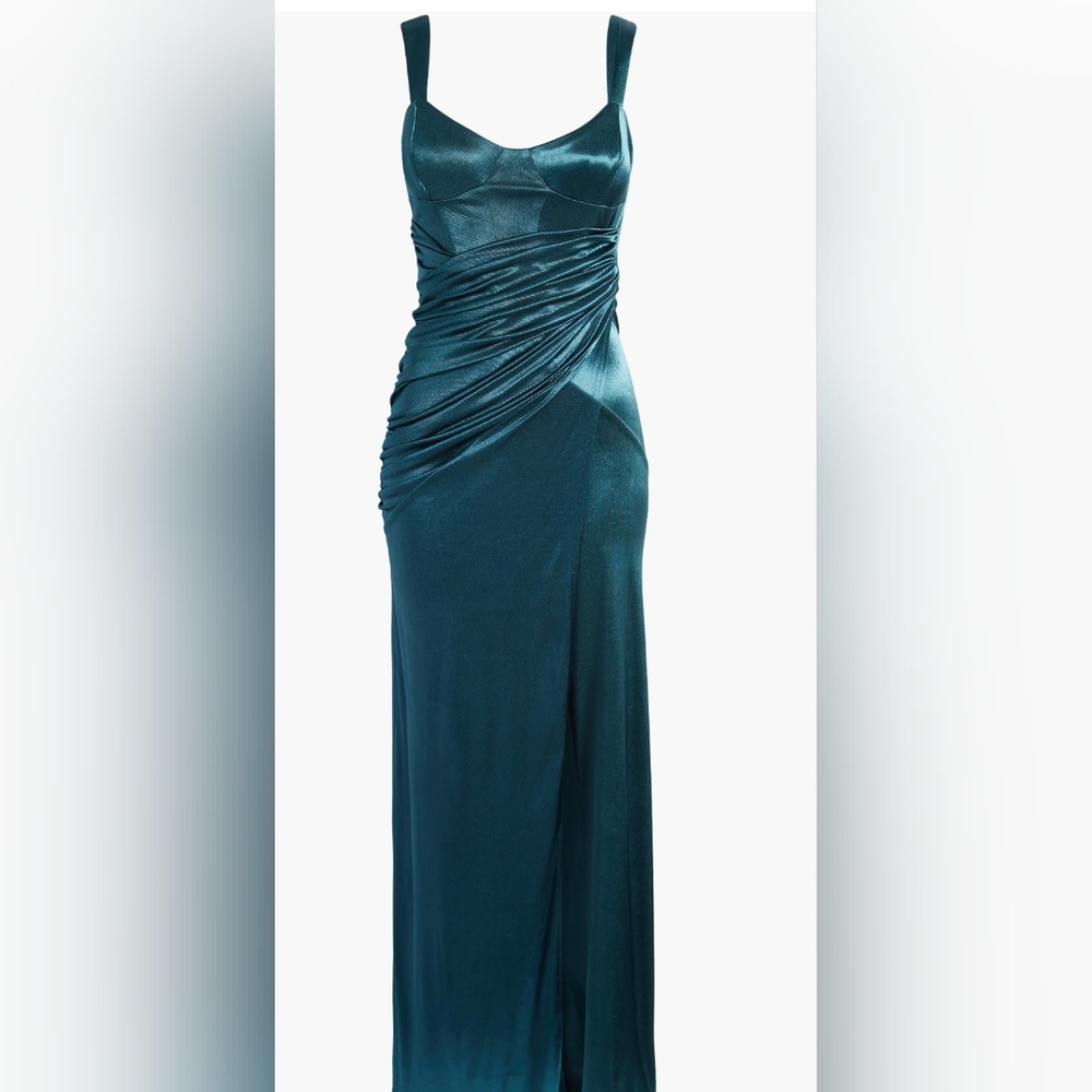 ASOS Design High Slit Satin Cocktail Dress - Picture 4 of 6